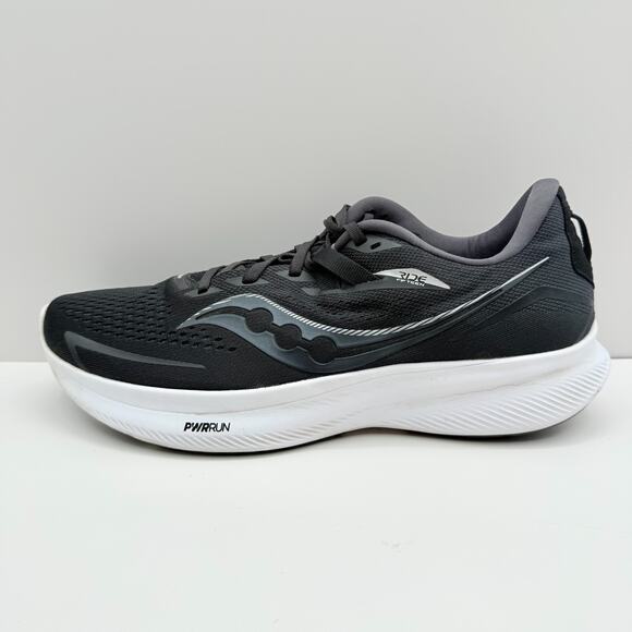 Saucony Ride 15 Mens Size 11 Black White Lace-Up Power Running Shoes S20729-05 - Picture 3 of 8